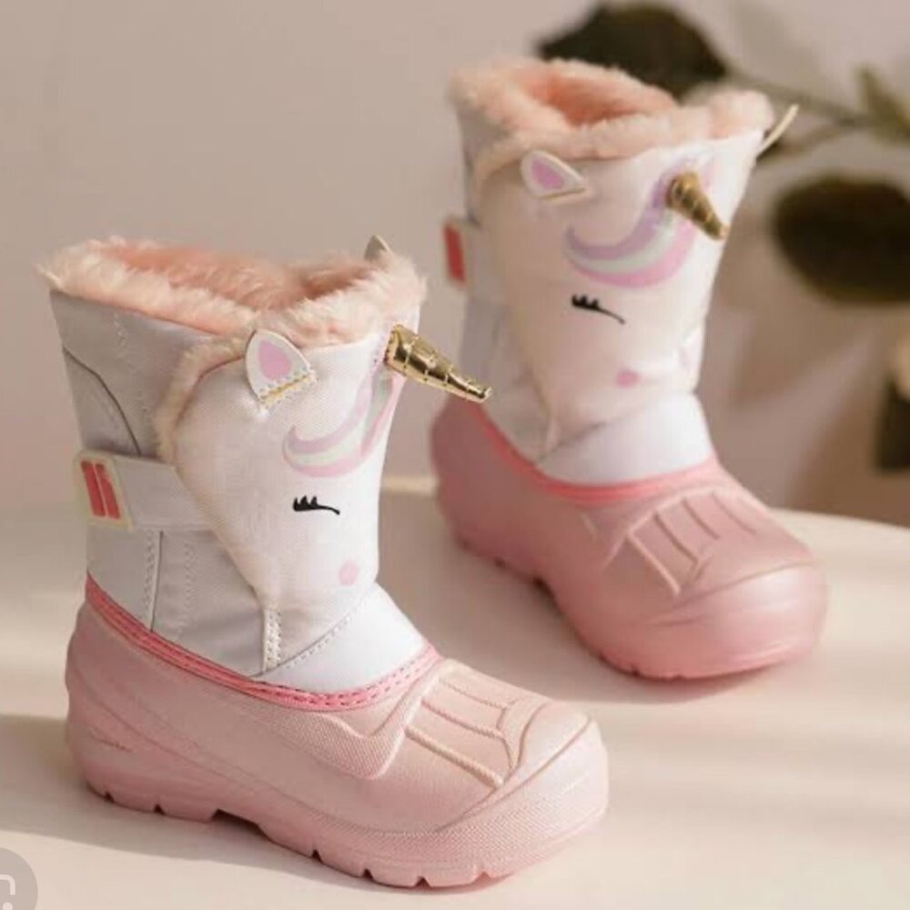 Cat & Jack Toddler Frankie Cream unicorn Winter Boots Size 7 NEW WITH TAG